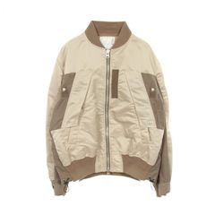 sacai希少 size2(L相当)ナイロンツイルブルゾン MA-1ベージュ - メルカリ