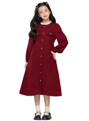 【特価セール】130-170cm 普段着 結婚式 発表会 フリルネック コーデュロイ 冬 秋 春 女の子 卒業式 入学式 葬儀 法事 長袖 キッズ フォーマル ワンピース