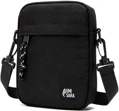 UMISARA ミニショルダーバッグ サコッシュ 携帯バッグ スマホポーチ 軽量 無地 撥水 貴重品入れ (ブラック)