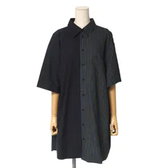 ■美品■mm6 maison margiela エムエムシックス メゾン マルジェラ 半袖シャツ サイズ38 チュニック 再構築 ストライプ ブラック イタリア製 ブランド古着【中古】20250211/RA3321のサムネイル