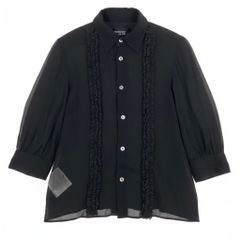 Ae7 tricot COMME des GARCONS 트리코 콤 데 걸슨 7 분 소매 시어 블라우스 프릴 셔츠 TA-B048 사이즈 M 블랙 여성 여성 의류 u02t
