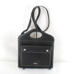 美品『USED』 バーバリー ミニ ポケットバッグ 2WAY  ハンドバッグ レザー ブラック