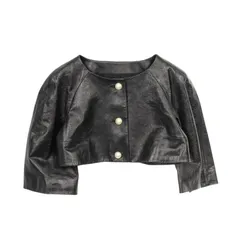 シャネル CHANEL 革ジャン ココマーク フェイクパールボタン P46019C00207 AY207 レザー レザージャケット レディース Used Aのサムネイル