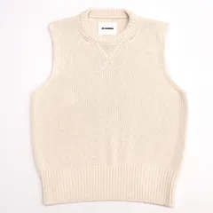 ■美品■2022年製■JIL SANDER ジルサンダー ベスト サイズ50 ニットベスト コットン アイボリー イタリア製 ブランド古着【中古】20241002/RA1404のサムネイル