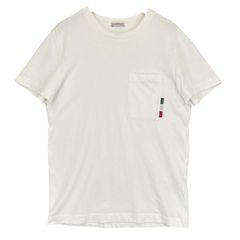 モンクレール ロゴ プリント ホワイト Tシャツ S 胸ポケット 4S507 