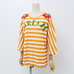 DOLCE&GABBANA ドルチェアンドガッバーナ カットソー サイズ38 フラワー ビーズ ロゴ装飾 Tシャツ ボーダー イタリア製 ブランド古着【中古】20240617/RA0117のサムネイル