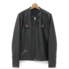 FENDI フェンディ モンスター ジャケット サイズ48 バグズ スタッズ レザー シングル ライダースジャケット イタリア製 ブランド古着【中古】20230923/GO4026のサムネイル