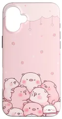 Aesthetic Happy Pig かわいい動物 面白い豚 スマホケース iPhone 16 Plus 用