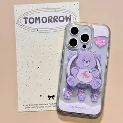 Care Bears風 iPhone13Pro ケース 紫 透明 スタンド付き クリアケース 韓国風 かわいい magsafe充電 ワイヤレス充電