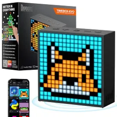 Divoom Timebox Evo ポータブルBluetoothスピーカー 音楽再生/強化された低音/時計付き/ピクセルアート/多機能使用/ハンズフリー通話/256 RGB LED/カレンダー（ブラック) 9896f64f
