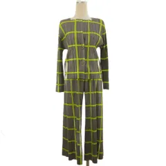 プリーツプリーズ PLEATS PLEASE イッセイミヤケ ISSEY MIYAKE セットアップ ジャケット ノーカラー パンツ クロップド丈 プリーツ チェック柄 グレー 3 1のサムネイル