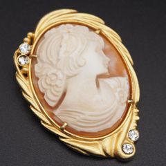 大判 サイン入り2WAYシェルカメオブローチ＆ペンダントトップ SILVER