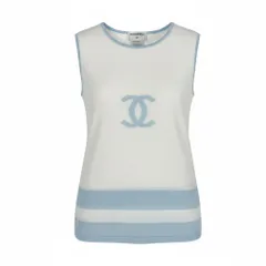 新品未使用 シャネル CHANEL CCロゴ ノースリーブニットベスト 白 新品未使用 シャネル CHANEL CCロゴ ノースリーブニットベスト 白
