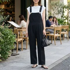 ウィムガゼット Whim Gazette カルゼサロペット オールインワン ブラック フリー 日本製 ✨美品✨  6J009のサムネイル