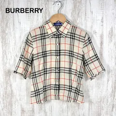 00s BURBERRY BLUE LABEL バーバリーブルーレーベル 定番カラー ノバチェック フリルスリーブ コットン リネン ショートスリーブ シャツ ベージュ レディース 半袖 トップス y2k 平成ギャル