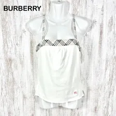 00s BURBERRY BLUE LABEL バーバリーブルーレーベル ホースロゴ刺繡 ノバチェック バッククロス キャミソール ホワイト レディース ノースリーブ トップス y2k 平成ギャルのサムネイル