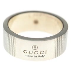 14号】GUCCI グッチ ブランドロゴフラットリング 平打ち サイズ15 