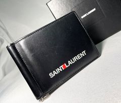 美品】サンローランパリ マネークリップ カサンドラ YSLロゴ レザー 黒