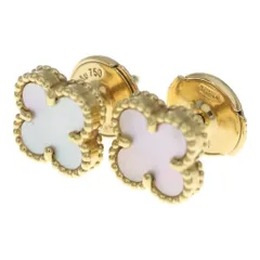 Van Cleef & Arpels (ヴァンクリーフアンドアーペル) スウィートアルハンブラ マザーオブパール ピアス ゴールド×ホワイト Au750YG