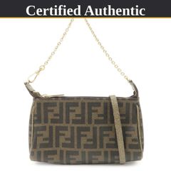 やや使用感あり】FENDI フェンディ ズッカ キャンバス レザー