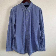 POLO RALPH LAUREN ストライプシャツ XL ボタンダウン ブルー ラルフローレン ワンポイント 刺繍ロゴ