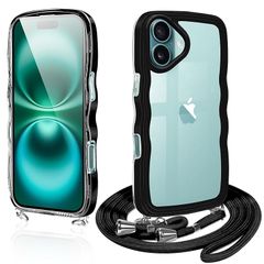 [신품] Guokaien iPhone 16용 케이스 클리어 숄더 이 phone16 스마트폰 케이스 커버 아이폰 16 투명 TPU 스트랩 부착