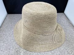 サンアルシデ FUNNYHATベージュ ストローバケットハット リボン付き