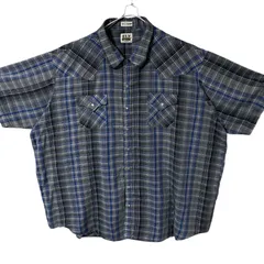 CHM ELY CATTLEMAN 半袖 チェックシャツ ビッグサイズ グレー ブルー ウエスタン ワーク メンズ レディース ユニセックス 古着
