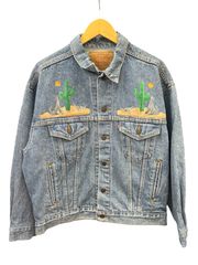リーバイス プレミアム デニム ジャケット ダメージ加工 サボテン 刺繍 