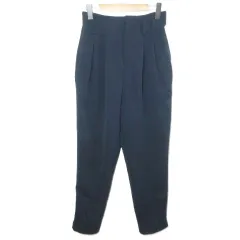グリーンレーベルリラクシング ユナイテッドアローズ green label relaxing 美品 ダブルクロス テーパード パンツ 2タック 38 M相当 紺 ネイビー リボン欠損 ■YHS6 /X
