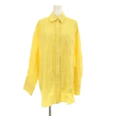 ザラ ZARA シャツ ブラウス M 黄 ストライプ柄 胸ポケット 長袖 /JP