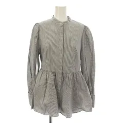 ナチュラルビューティーベーシック NATURAL BEAUTY BASIC M ネイビー 白 シャツ ブラウス 長袖 ストライプ柄 /JP