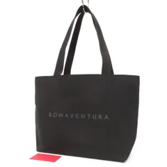WD26092 美品 BONAVENTURA ボナベンチュラ イージー キャンバス トートバッグ ロゴプリント 肩掛け ショルダー ビジネスバッグ 黒 ブラック ユニセックス