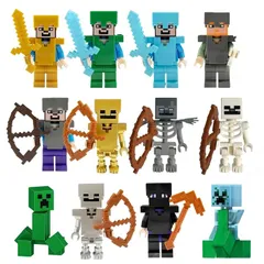 【豪華12体】マインクラフト LEGO互換 ミニフィグ セット 武器 クリーパー マイクラ