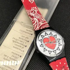 【稼働品】swatch　スウォッチ　腕時計　ハートモチーフ　レッド系　3873のサムネイル