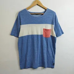 GO HEMP ゴーヘンプ Tシャツ 半袖 カットソー 胸ポケット 切替 古着 カジュアル ブルー系 L E39のサムネイル