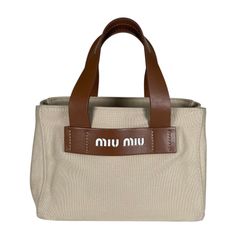 miumiu カナパ キャンバストート バッグ ベージュ ミュウミュウ - メルカリ