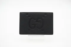 ★3日以内返品可★ 極美品 GUCCI グッチ グレインレザー マキシGG カードケース 812681 カードケース ブラック レザー グレインレザー メンズ