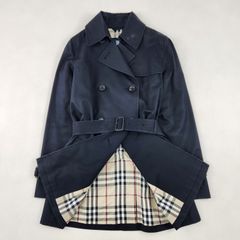 美品☆バーバリーロンドン ステンカラーコート 紺 ノバチェック