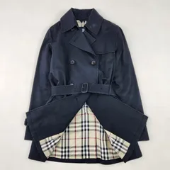 BURBERRY LONDON　トレンチコート　バーバリーロンドン ノバチェック　ベルト付き　ブラック　ダブル　三陽商会　36　SM相当