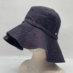 リネンハット ヘレンカミンスキー つば広 りぼん 帽子 ネイビー UV対策