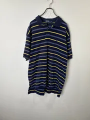 S00833　POLO RALPH LAUREN｜ポロラルフローレン｜半袖ポロシャツ｜ネイビー 紺｜イエロー 黄｜XL｜コットン｜ビッグサイズ｜90S｜Y2K｜古着｜USA古着｜アメカジ｜ヴィンテージ｜今期トレンド｜フォロー割  【サイズ】XL