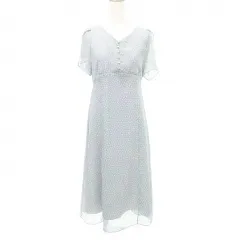 natural couture 総柄 ワンピース 水色 スカイブルー ■GY54