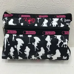 1362　LeSportsac　レスポートサック　バービー　Barbie　コラボ　ポーチ バニティポーチ　ナイロン　マルチケース　ブラック系　トラベルポーチ