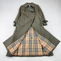 BURBERRY　トレンチコート　バーバリー 90s　白タグ　玉虫色　マキシ丈　ノバチェック　ダブル　ベルト　9　M