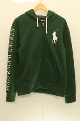 【中古】 POLO RALPH LAUREN メンズジップパーカー  BIGポニー ジップパーカー POLO RALPH LAUREN 緑 グリーン 刺繍