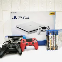 【稼働品 ソフト5本付き】PlayStation4 CUH-2100A 500GB グレイシャーホワイト  PS4用純正ワイヤレスコントローラー 付き（SNA）326050208008FS
