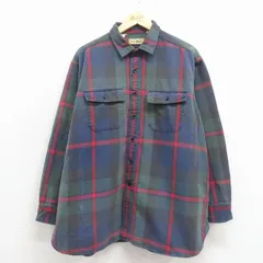 XL/古着 エルエルビーン 長袖 フランネル シャツ メンズ 80年代 80s 大きいサイズ コットン 緑他 チェック 26apr10