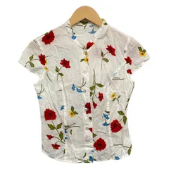 HANAE MORI(ハナエモリ) 半袖シャツブラウス サイズ9 M レディース - 白×レッド×マルチ 花柄/シースルーのサムネイル