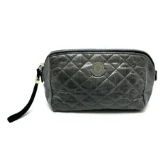 【楠本質店/元住吉】モンクレール　MONCLER　ポーチ　キルティング　レザー　カラー：グレー　サイズ：(約)W21.0cm x H13.0cm x D6.5cmのサムネイル